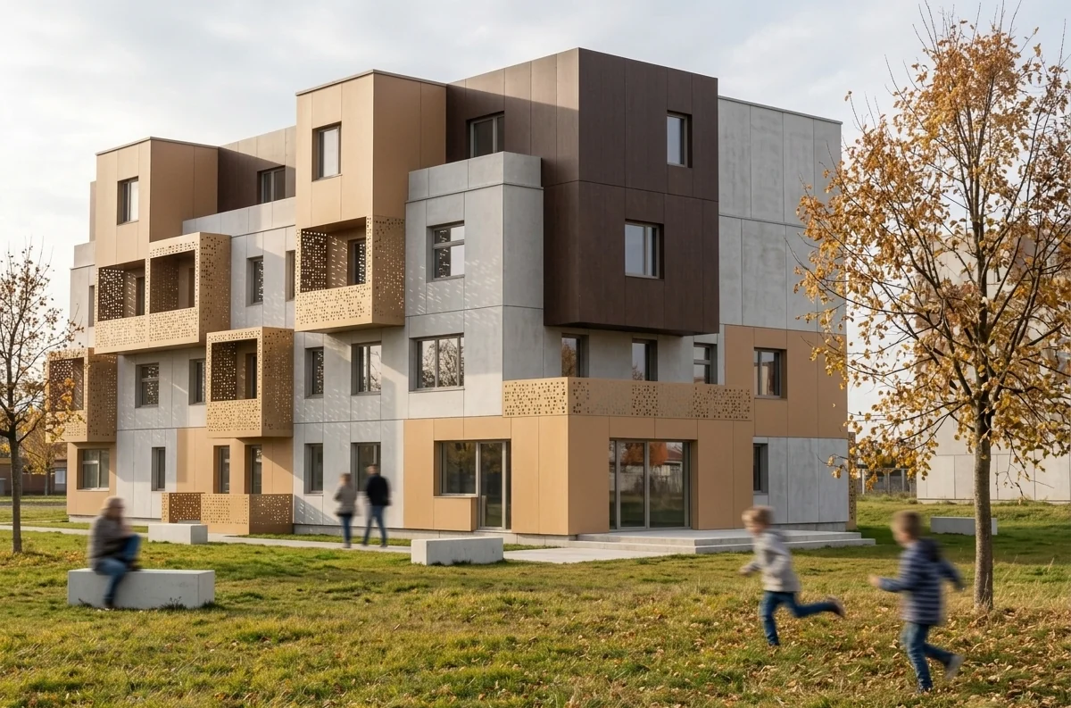 Apartment building in Opava, garden view