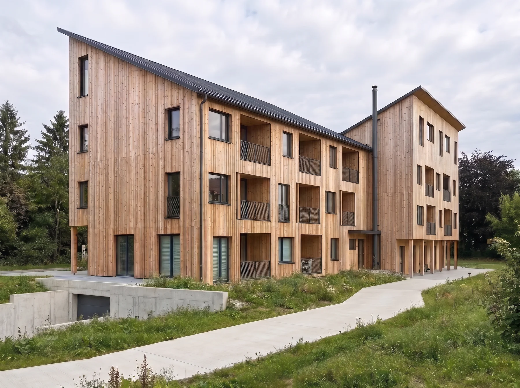 Studie bytového domu v Suché Rudné, dvorní fasáda s lodžiemi