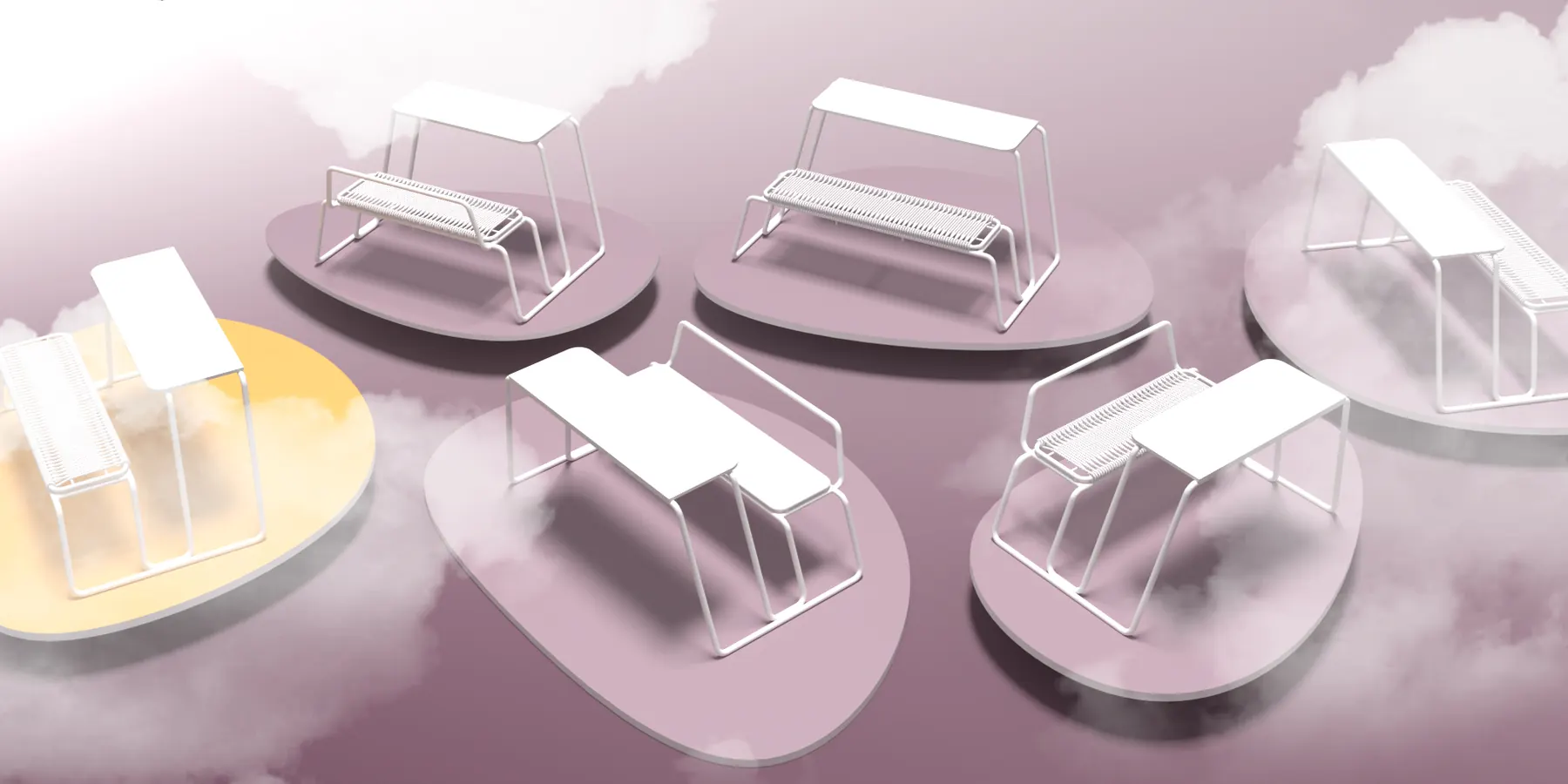 vizuální styl Nacity, produktové renderování na růžovém pozadí