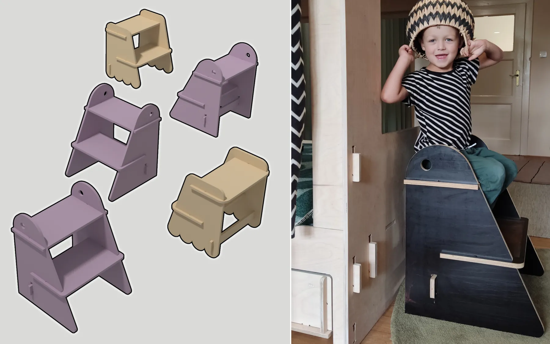 schůdky, design nábytku, minimalistická zvýšená stolička Ghost, mixmag ing. arch. Pavla Tylichová